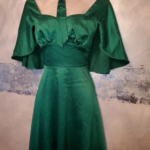 Green silk capelet dress